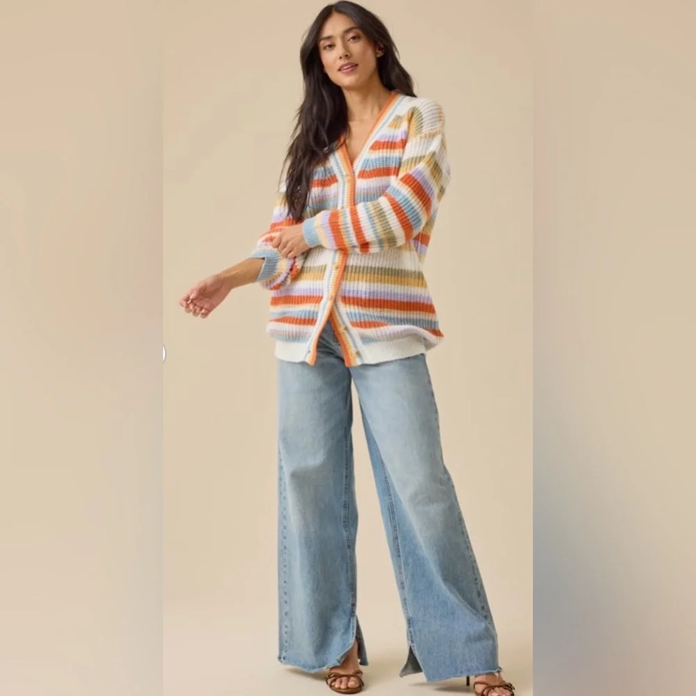 Altar'd State Grace Striped Multicolor Women's Cardigan Sweater NWT - Picture 3 of 5